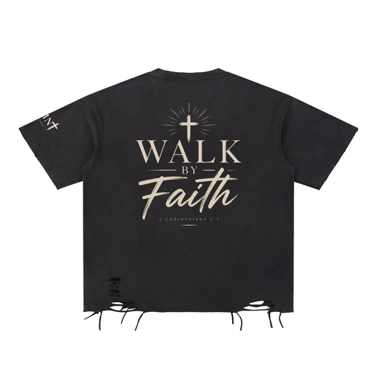Snow Washed Raw-Hem T-Shirt
